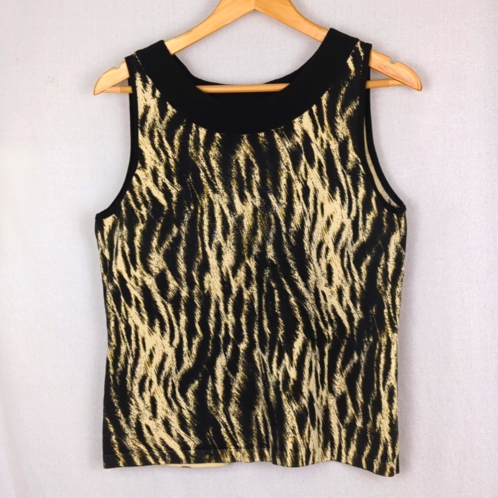 GRACE Women's Silk Animal Print Sleeveless Blouse Tank Top Medium